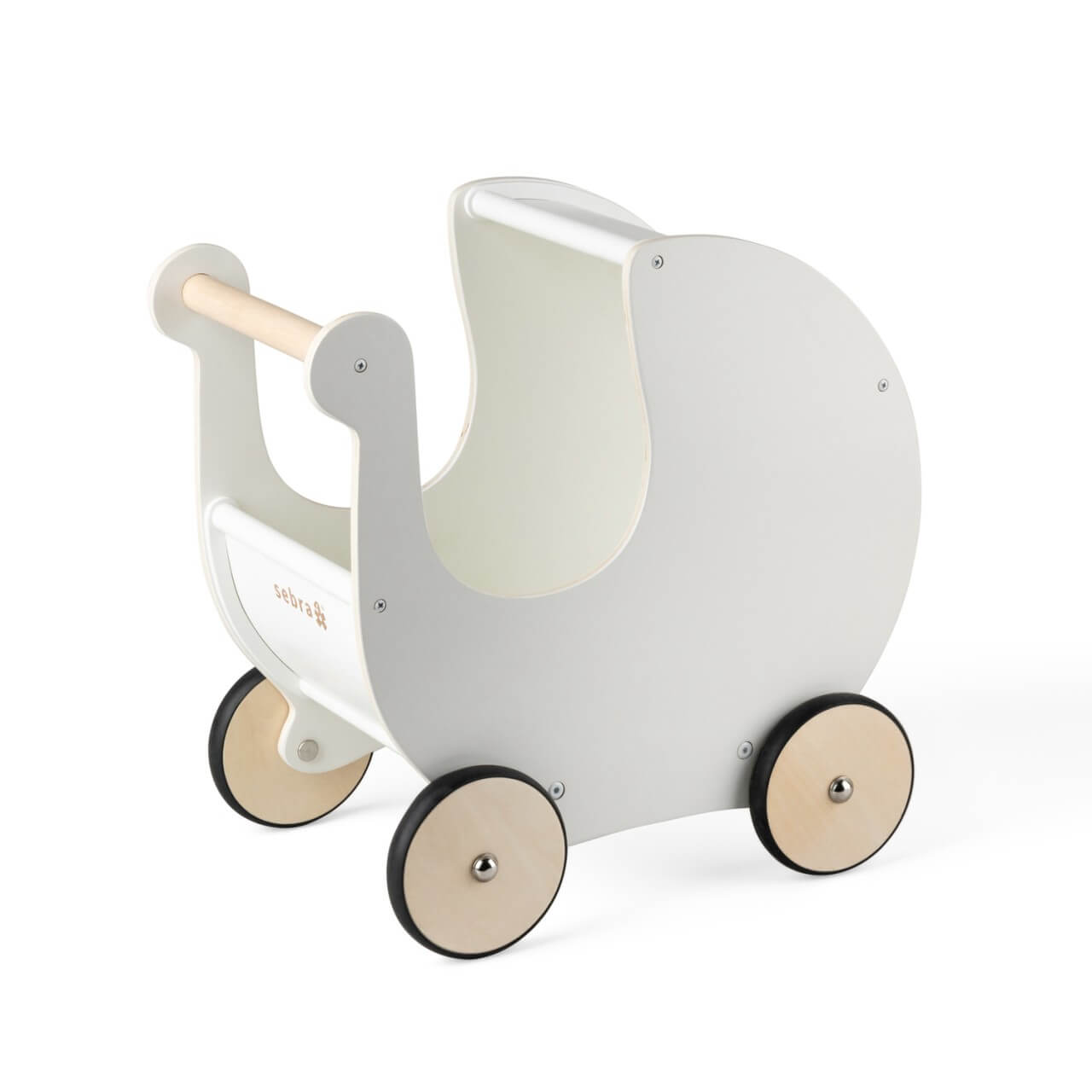 Wooden doll's pram, White