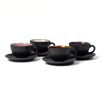 Bitz Kaffeetasse 240 ml, 4 Stück, Schwarz/Mehrfarbig