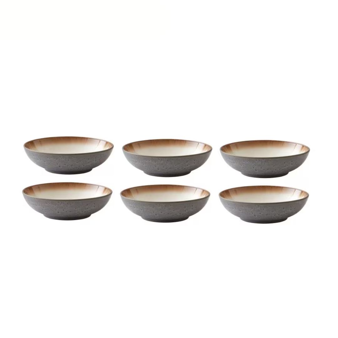 Pasta plates 6 pieces, grey creme - Bitz