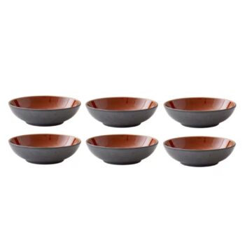Bitz Suppen- & Pastateller Ø 20 cm, 6 Stück, Schwarz/Amber