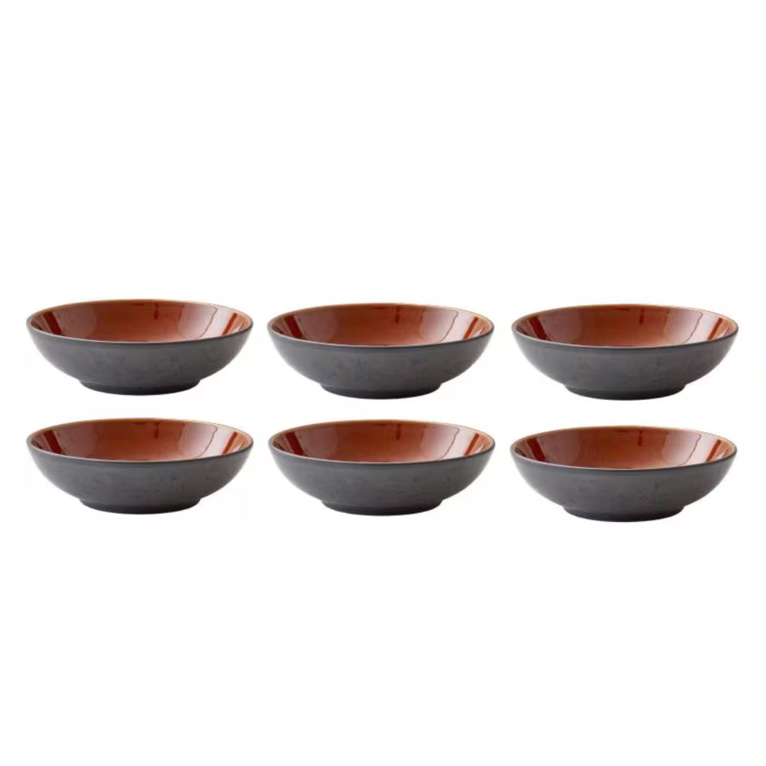 Bitz Suppen- & Pastateller Ø 20 cm, 6 Stück, Schwarz/Amber