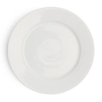 plate 22 cm white fluted