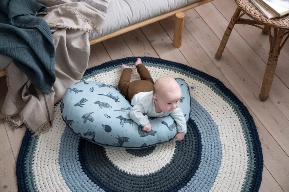 crochet floor mat blue