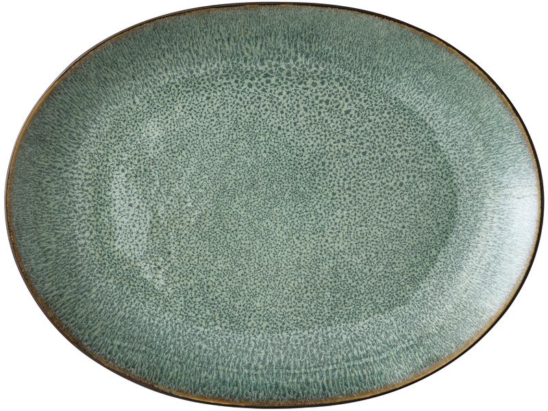 dinner plates green bitz oval