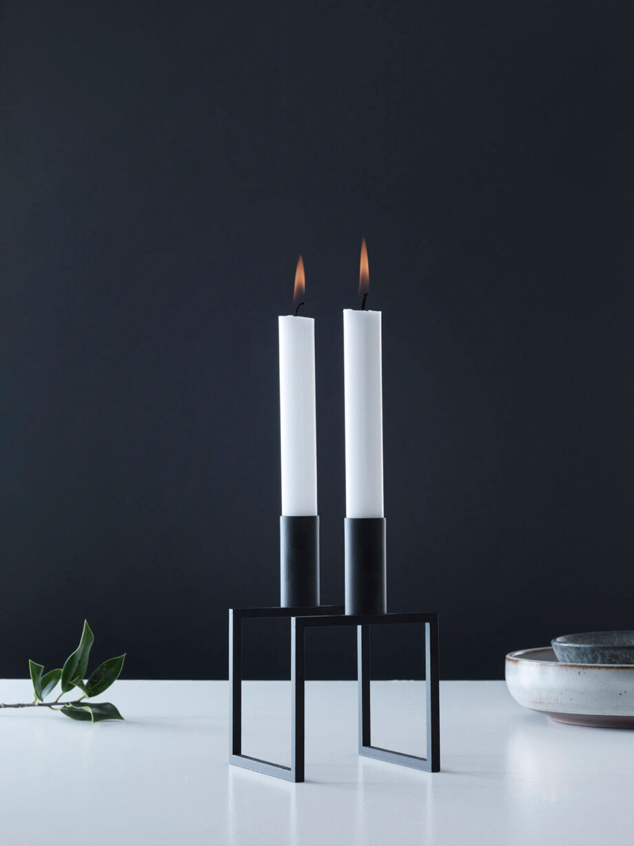Line candleholder by lassen black