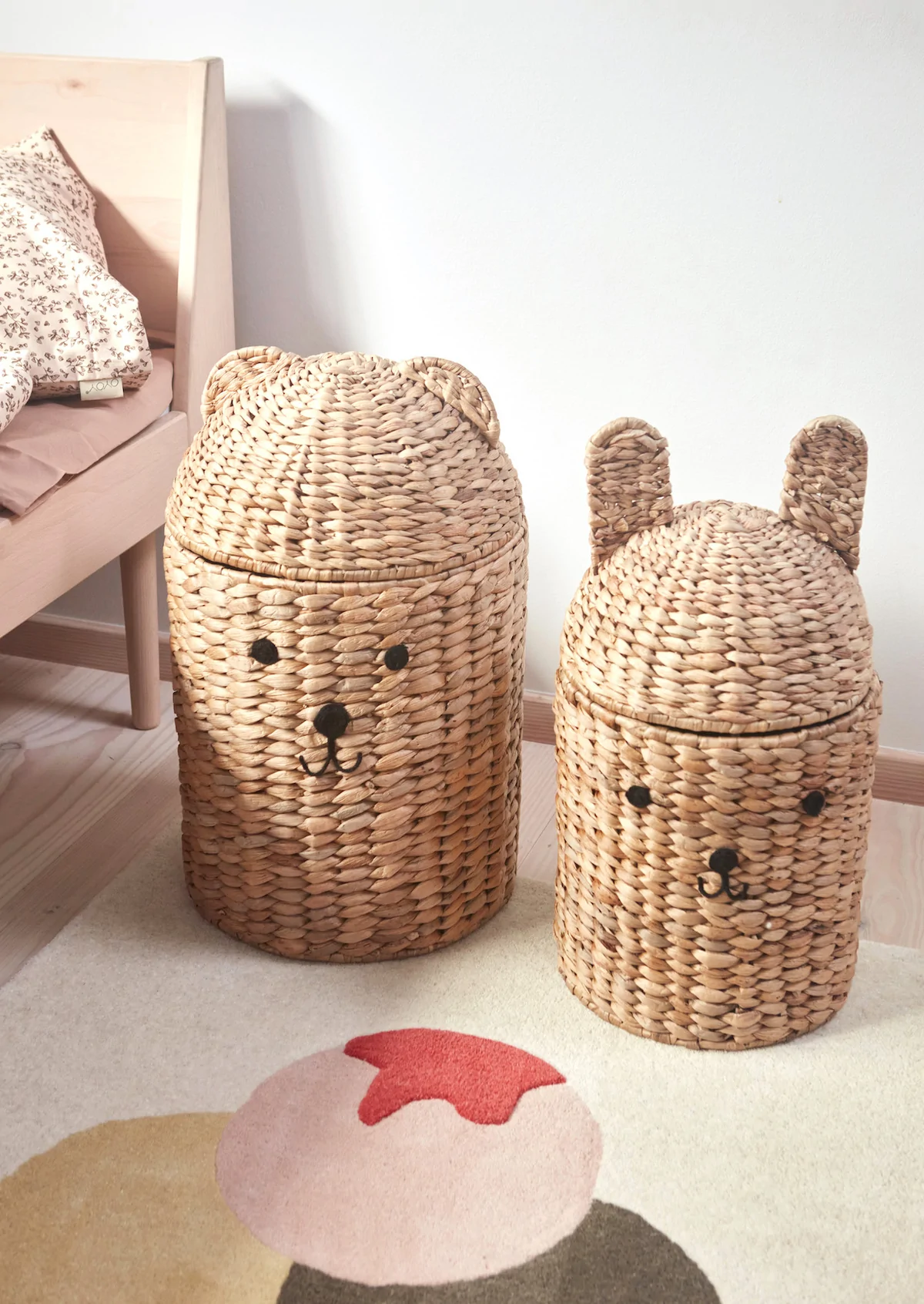Bear and rabbit storage baskets