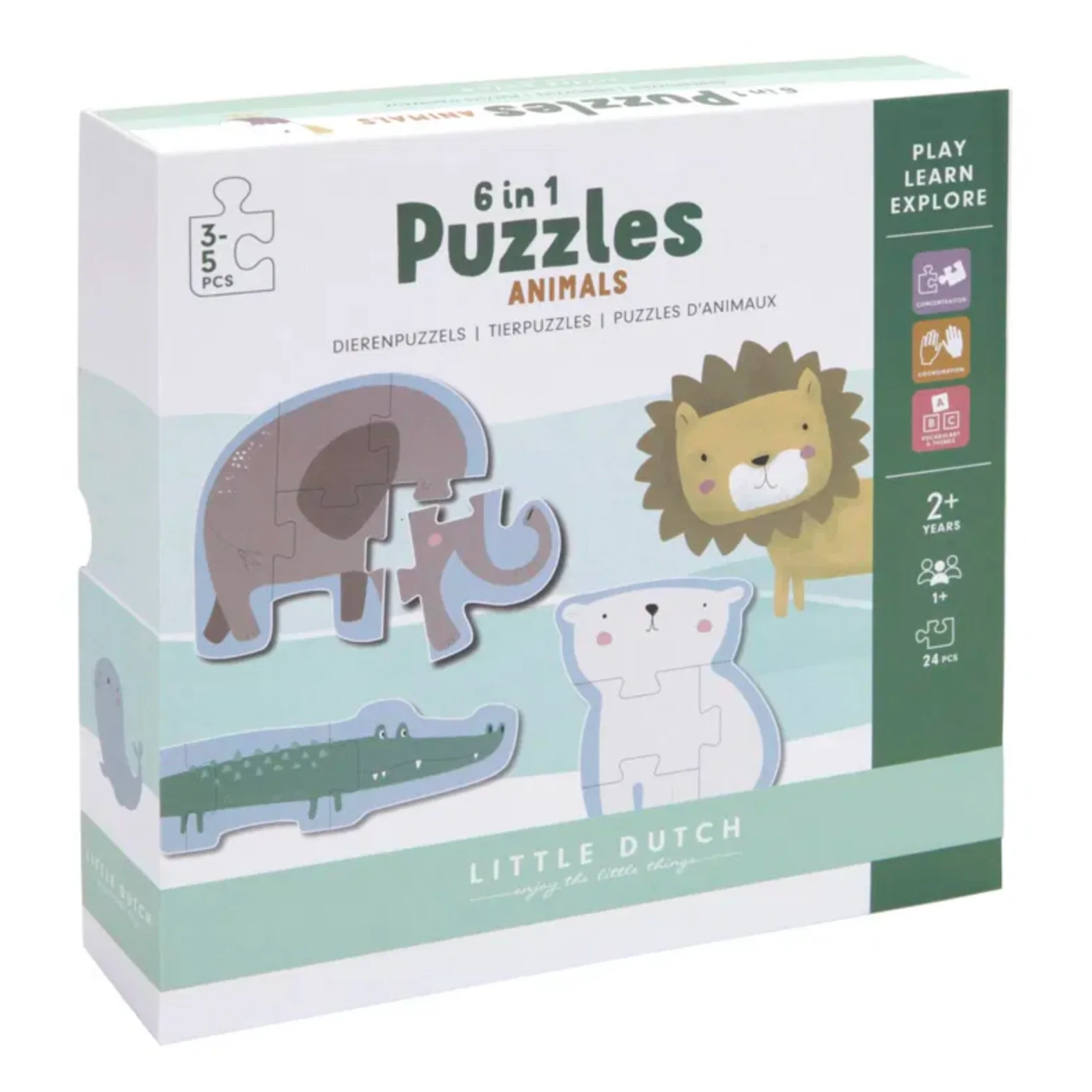 Puzzle 6 in 1 Zoo Animals - Little Dutch – 