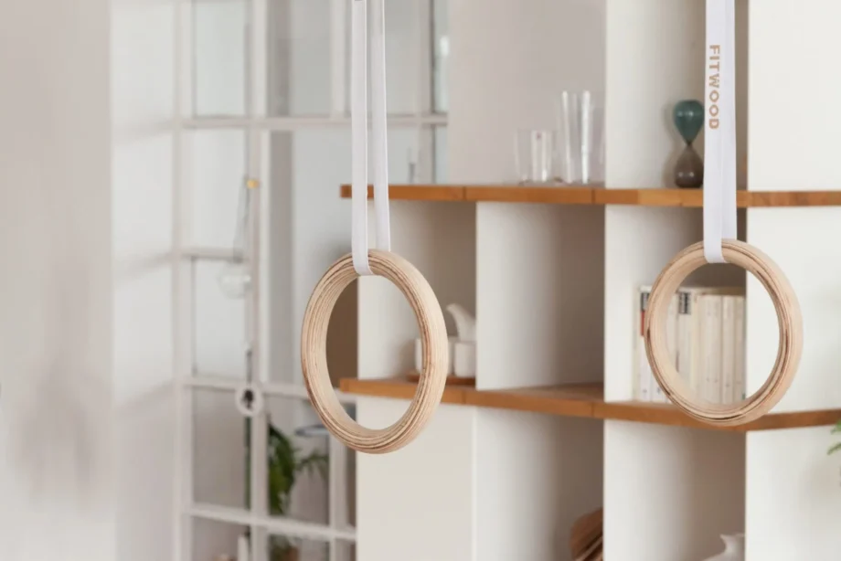 Ulpu Mini Turnringe, Birke mit weißen Bändern - Fitwood