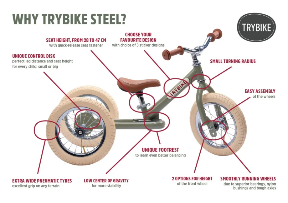 LAUFRAD TRYBIKE STEEL 2 IN 1 VINTAGE CREME MATT
