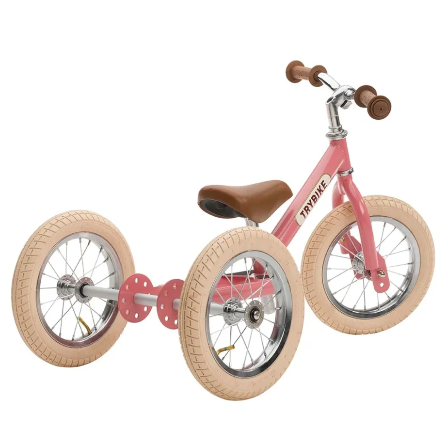 Trybike Stahl 2-in-1, Vintage Pink Dreirad - Trybike