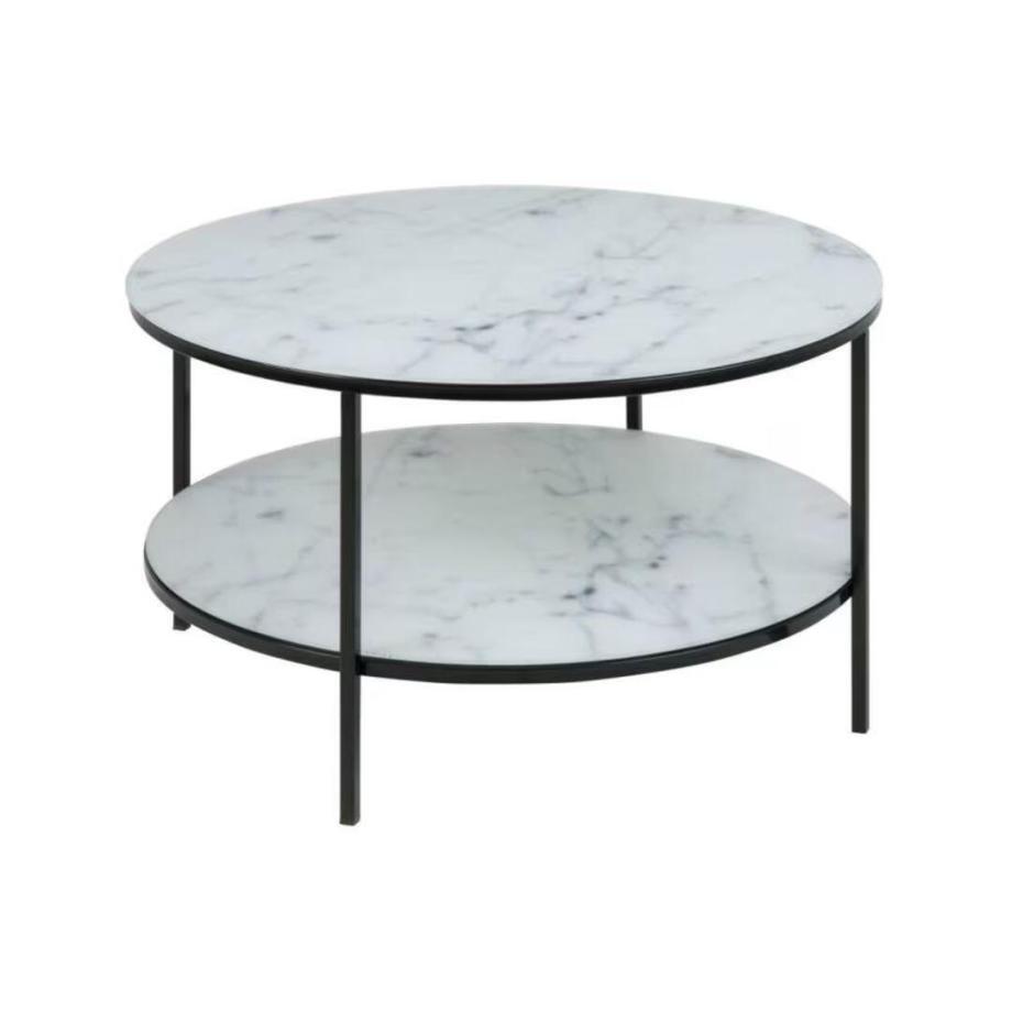 AC Design Couchtisch Alisma Ø 80 x 45 cm, Schwarz/Weiss