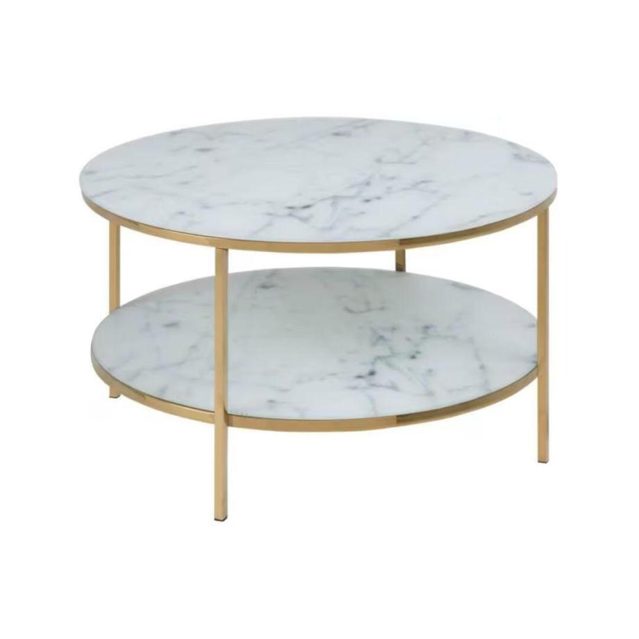 AC Design Couchtisch Alisma Ø 80 x 45 cm, Gold/Weiss