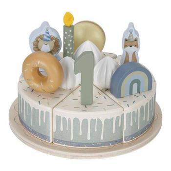 Wooden birthday cake Blue, 26-pcs - Little Dutch