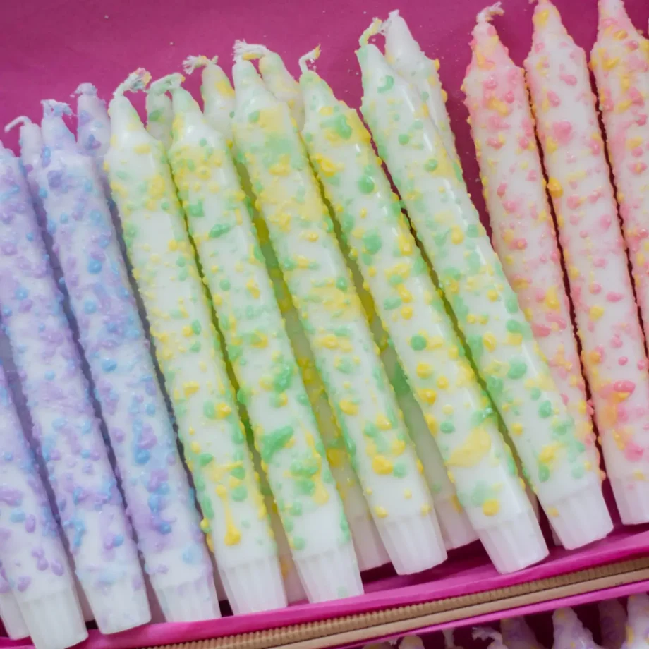 Taper Candles- Rainbow Confetti Lemon