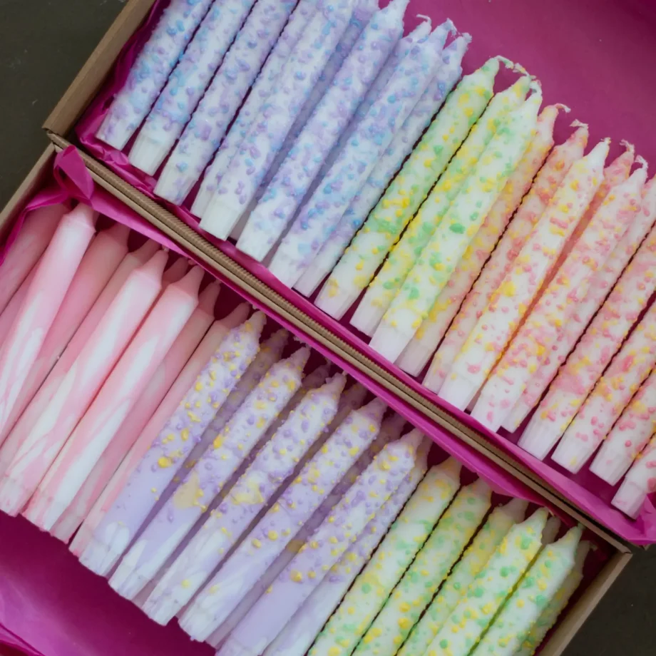 Taper Candles- Rainbow Confetti Lemon