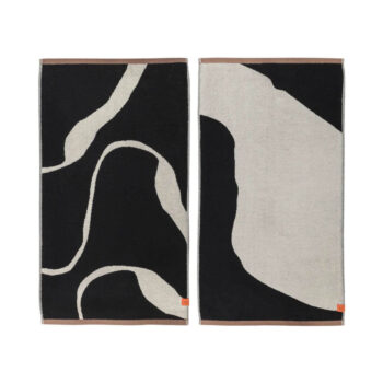 Nova Arte guest towel 2-pack, Black / Off-white - Mette Ditmer