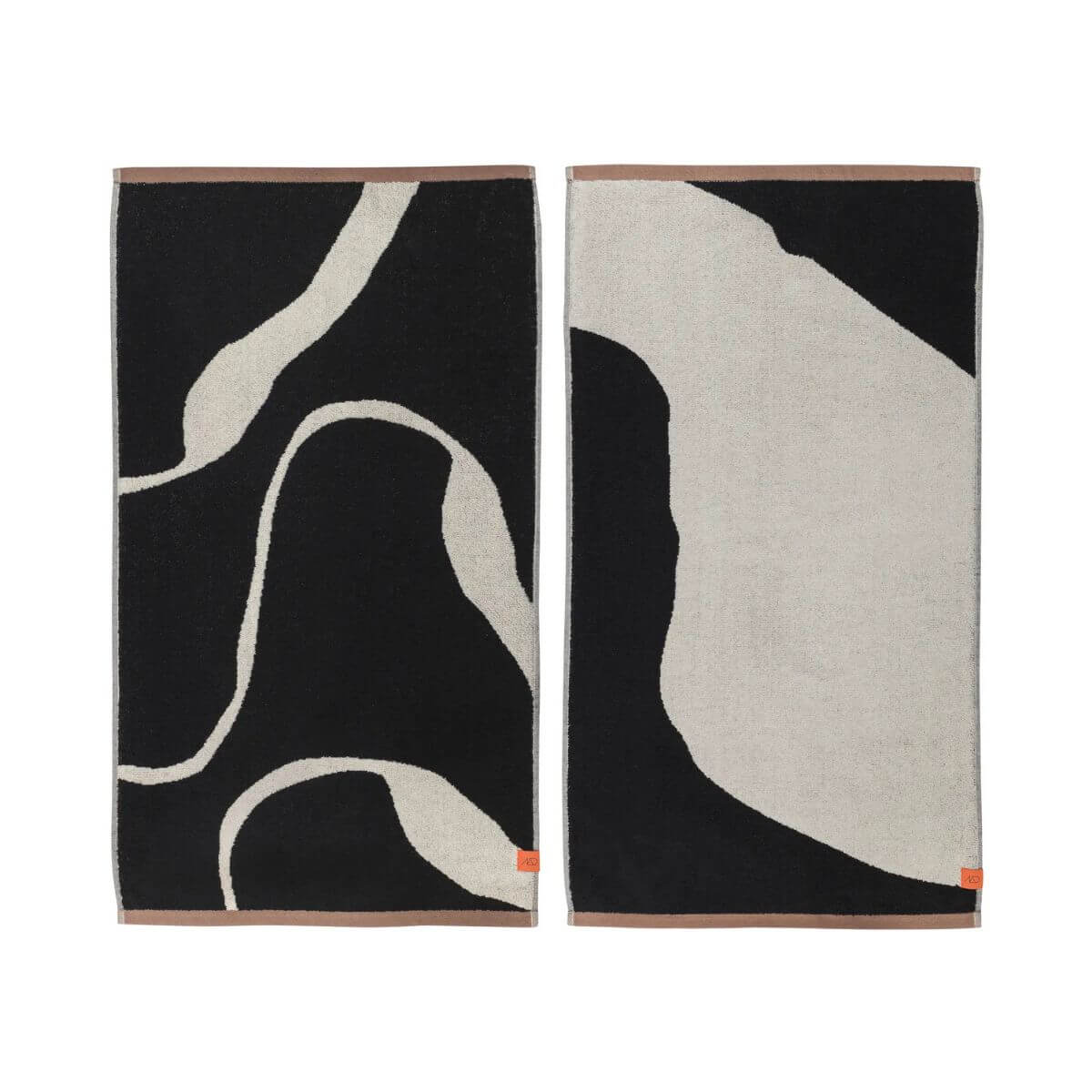 Nova Arte guest towel 2-pack, Black / Off-white - Mette Ditmer