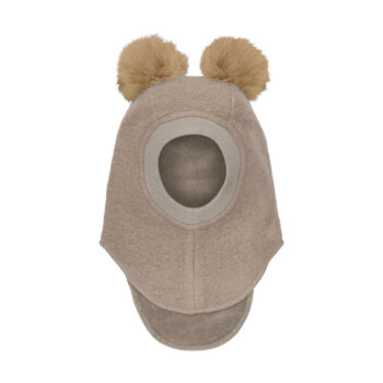 Balaclava Wool Alpaca Pompoms, 2-4 Y Camel Melange - Huttelihut