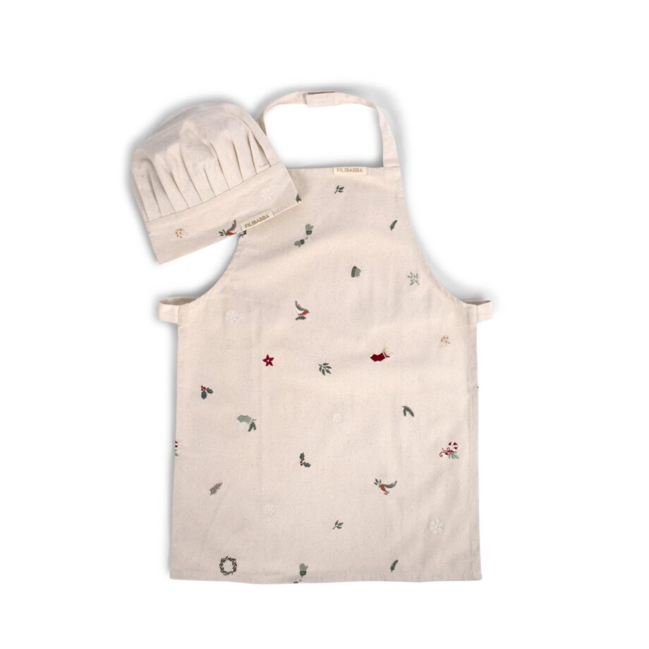 Embroidered apron and hat GOTS - Wonderful Winter