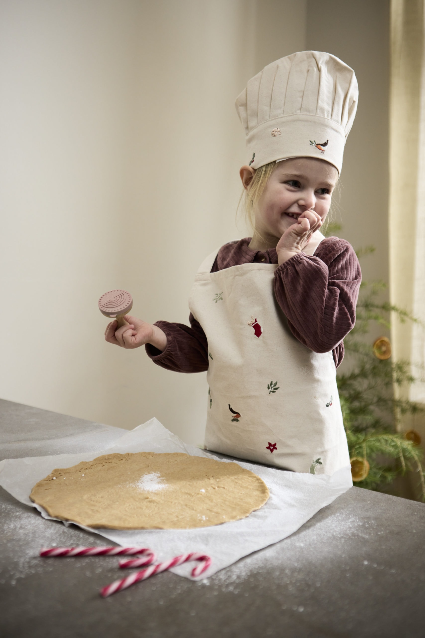 Embroidered apron and hat GOTS - Wonderful Winter