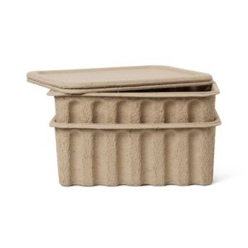 Paper Pulp Box Large - Set of 2 - Brown