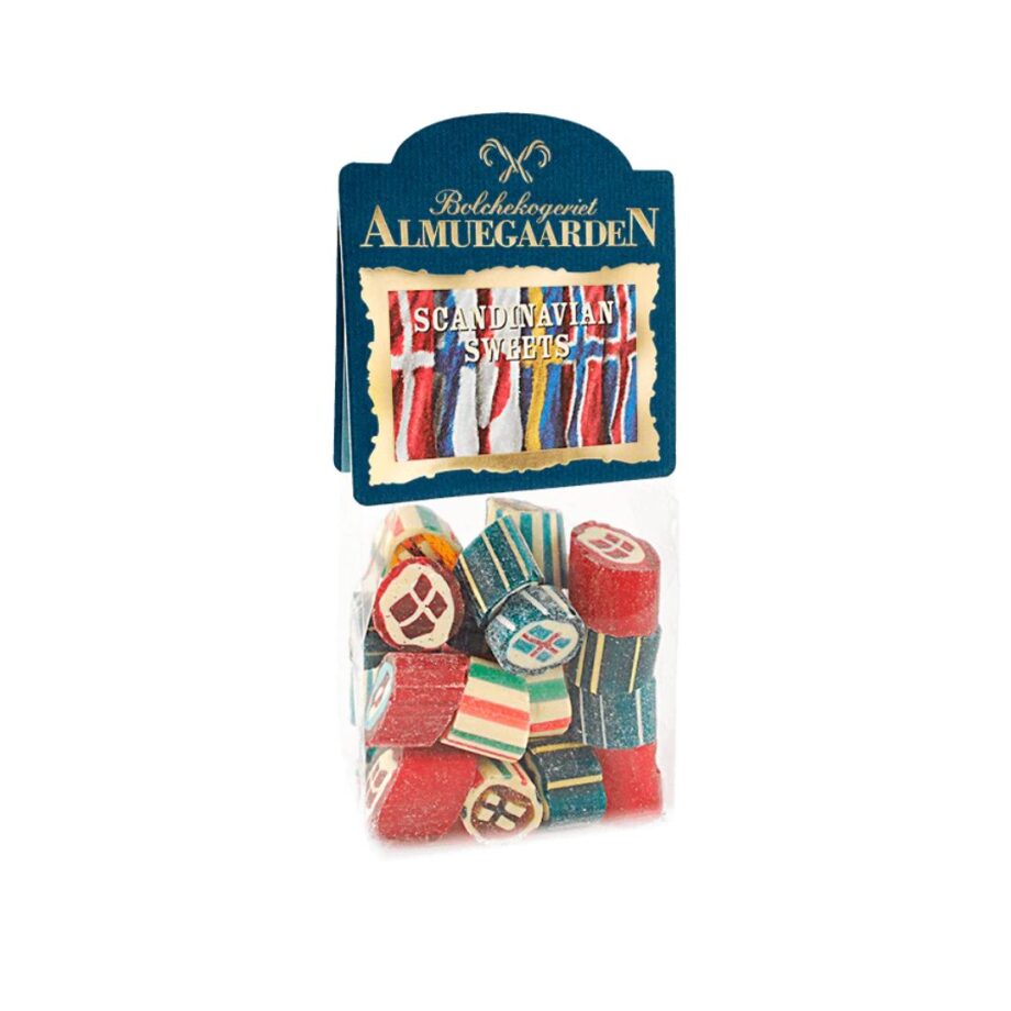 Scandinavian flag candy mix