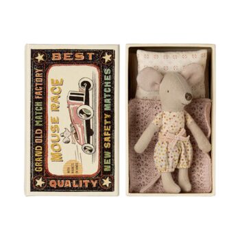 Little sister mouse in matchbox