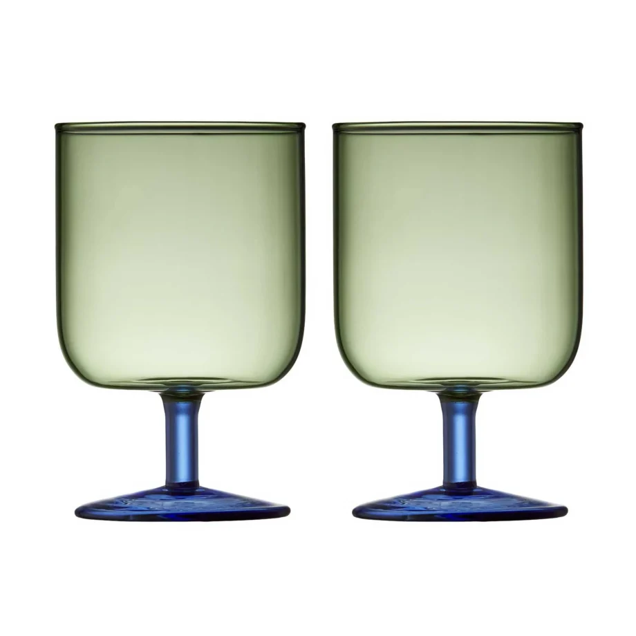 Wine glass Torino Blue/Green, 2 pieces - Lyngby Glas