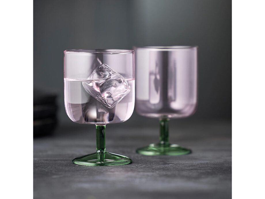 Wine glass Torino Pink/Green, 2 pieces - Lyngby Glas