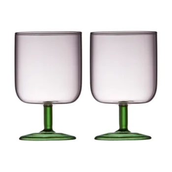 Wine glass Torino Pink/Green, 2 pieces - Lyngby Glas