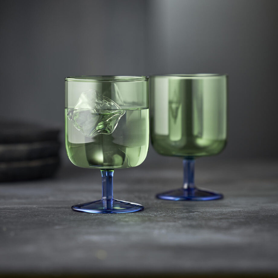 Wine glass Torino Blue/Green, 2 pieces - Lyngby Glas