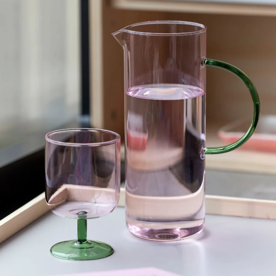 Wine glass Torino Pink/Green, 2 pieces - Lyngby Glas