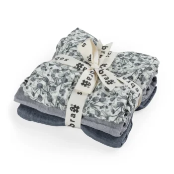 Muslin cloths, 3 pcs Blue Olive - Sebra