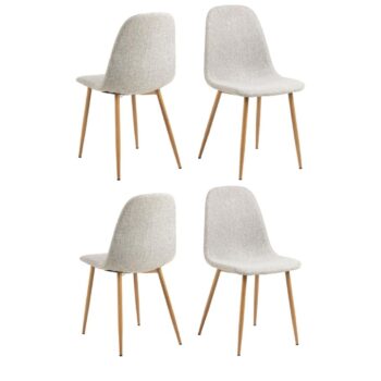 AC Design Stuhl Celia 4 Stück, Hellgrau/Nature