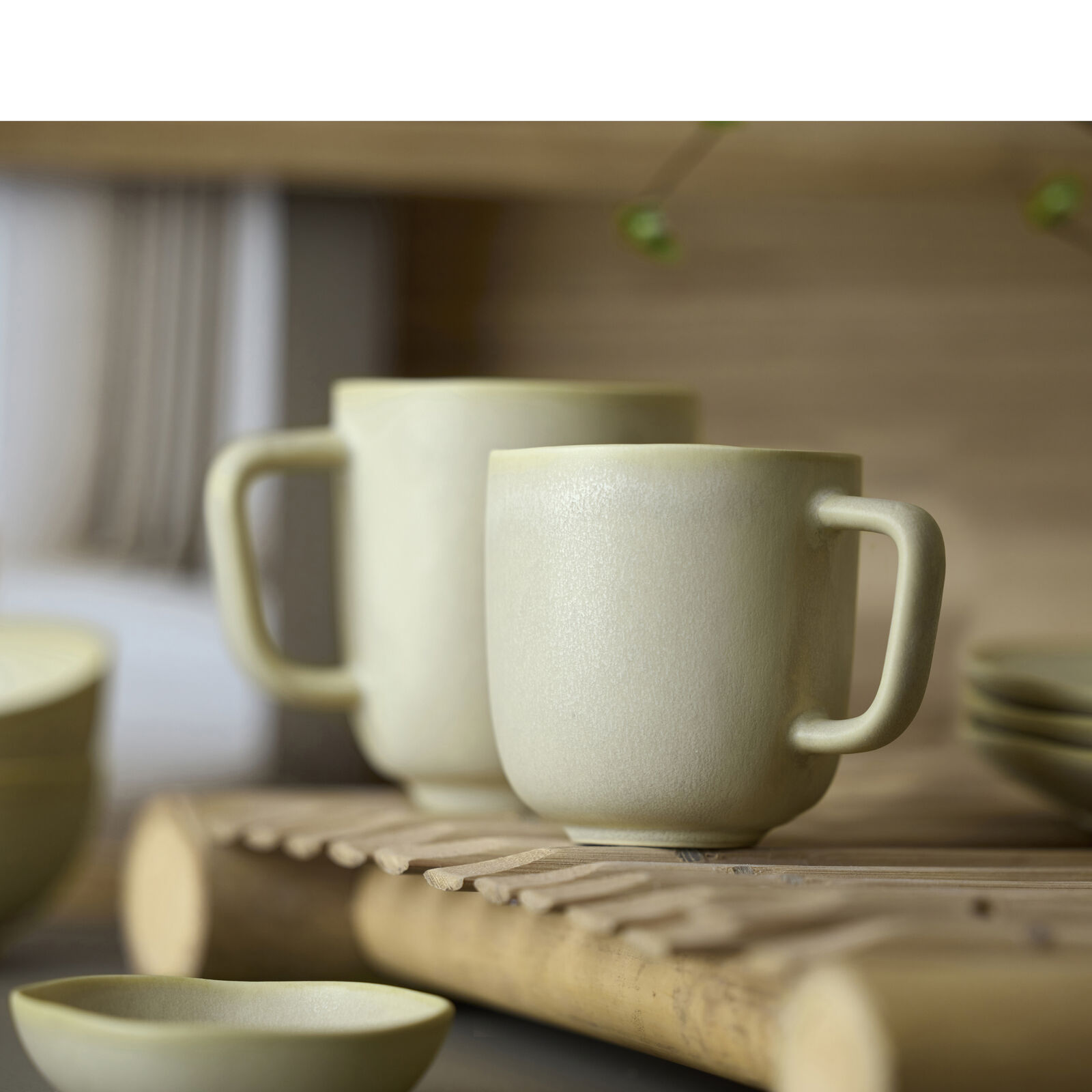 Shoku Becher mit Griff 6 Stück, beige - Villa