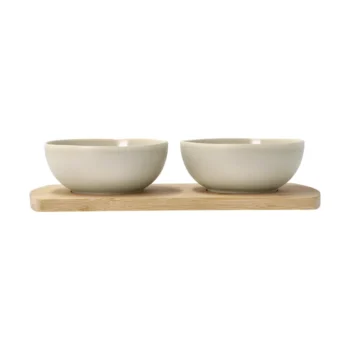 Shoku Bamboo tray with 2 bowls, Beige - Villa