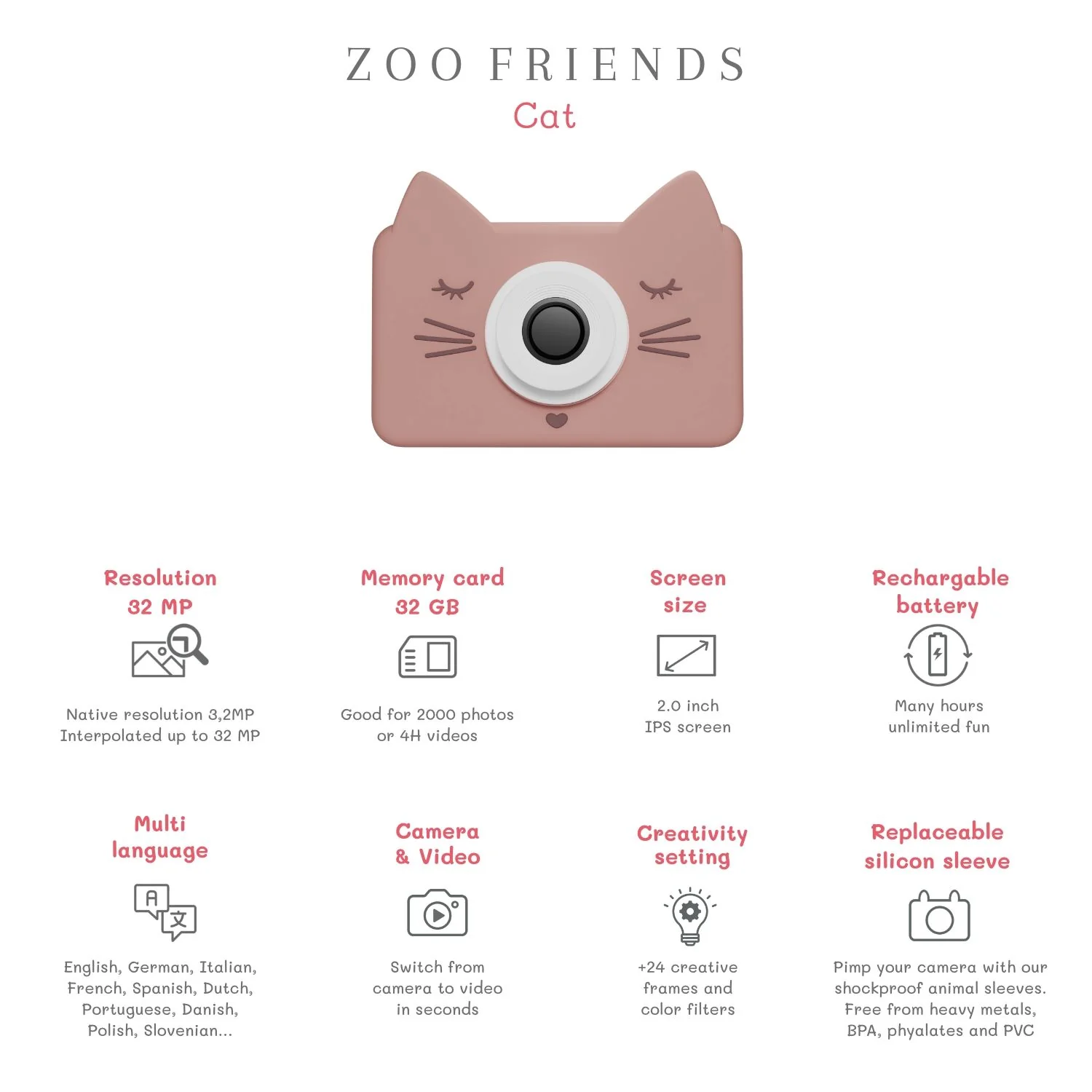 Zoo Friends Kinderkamera, Katze - Zoofamily