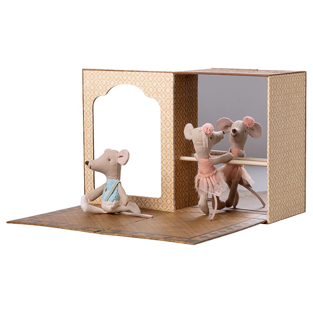 Ballet mice in dance studio, Little sister and brother
