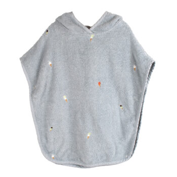 Badeponcho mit Stickmuster GOTS - Pearl Blue