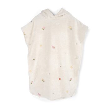 Badeponcho mit Stickmuster GOTS - Ocean Blossom