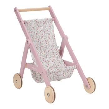 Wooden doll stroller, Pink - Little Dutch