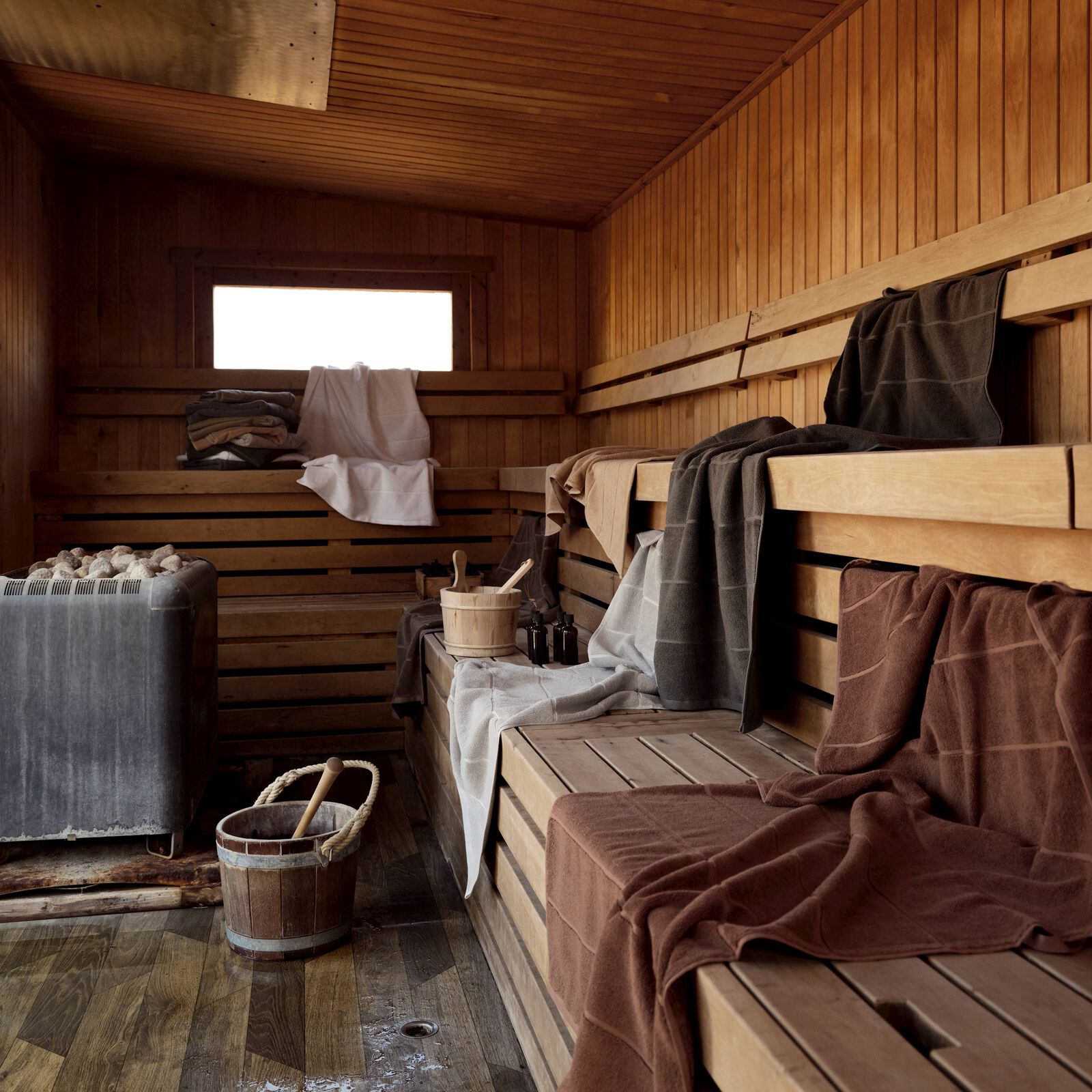 Sauna Badetuch, Weiss/Grau – Zone