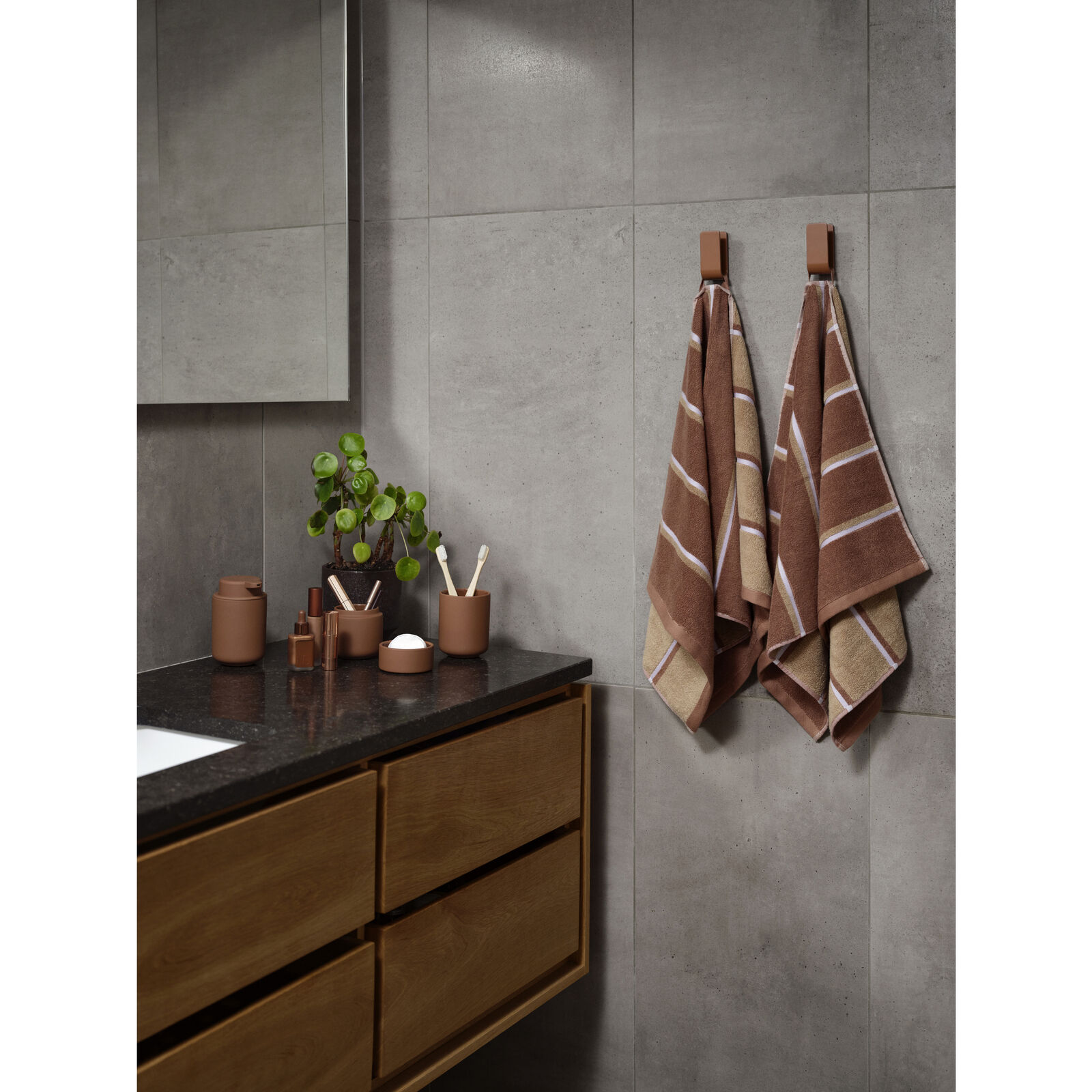 Zone Denmark Handtuch 50 x 100 cm Terracotta/Camel/Lupine