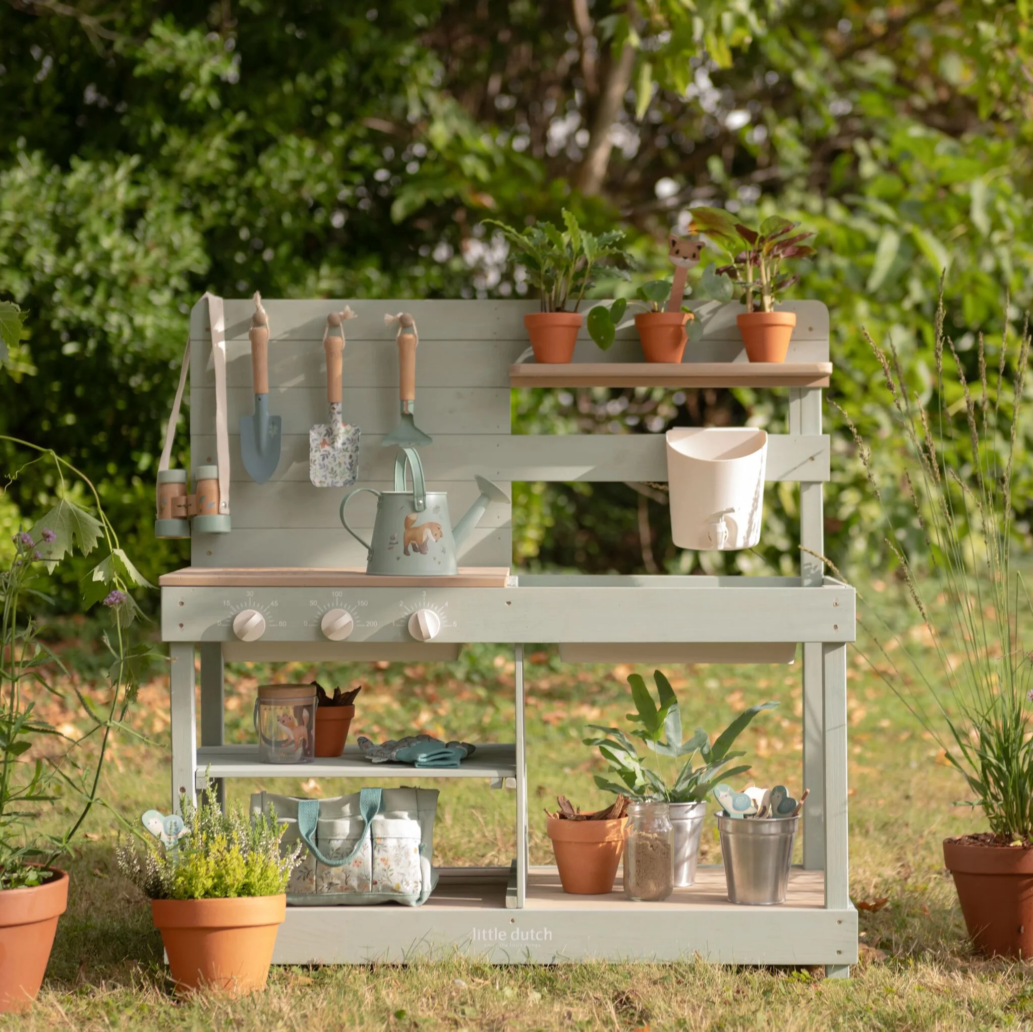 Wooden Outdoor Play Kitchen, Green - Little Dutch