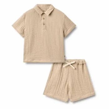 Set T-Shirt & Shorts, Muslin Beige - Wheat