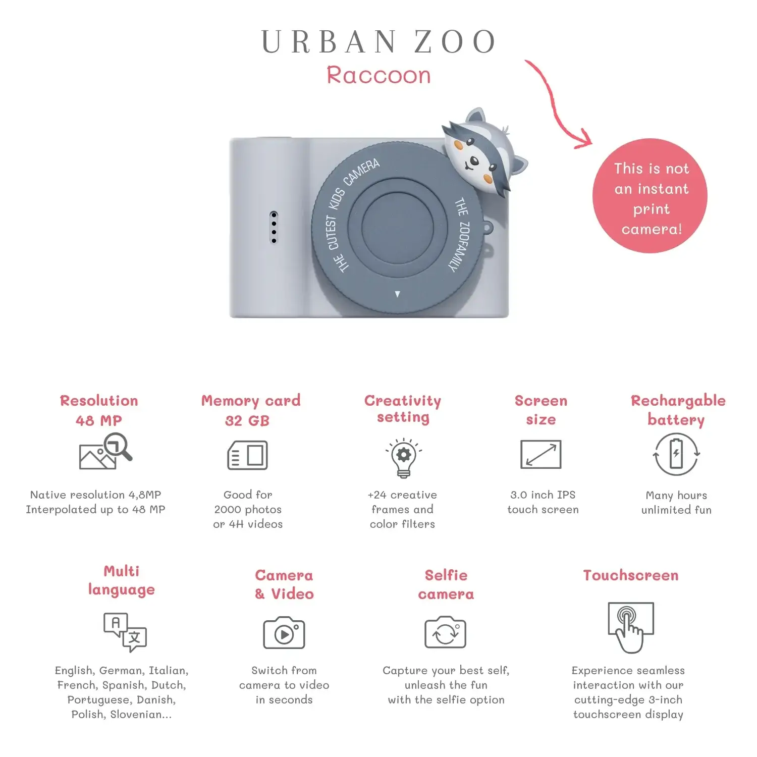 Urban Kinder-Kamera C5 - Waschbär