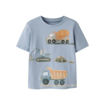 Construction Vehicles T-Shirt - Blue Fog