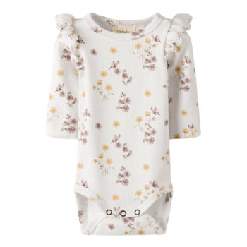 Flower Print Ribbed Body for Baby – Cream | Lil’ Atelier