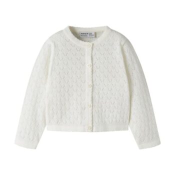 White Pointelle Knit Cardigan