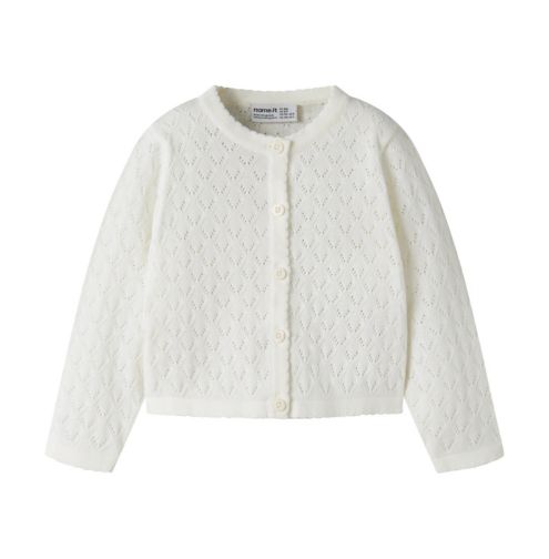 White Pointelle Knit Cardigan